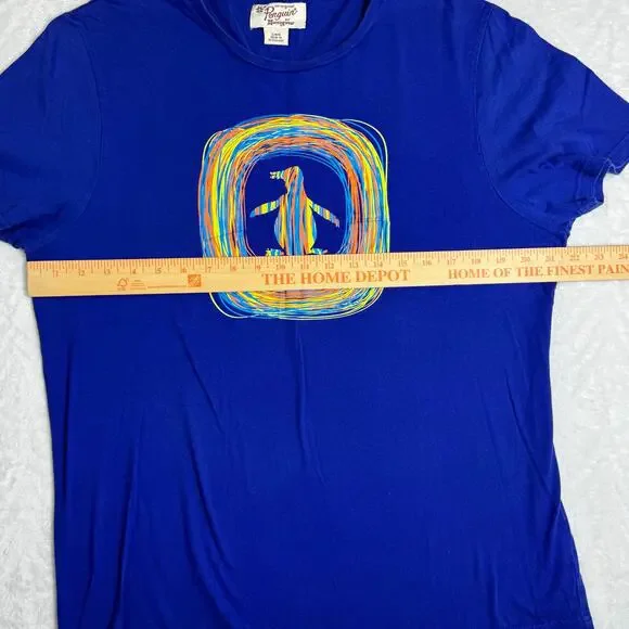 Original Penguin Graphic T-Shirt Blue Short Sleeve Men's L Colorful Logo Cotton - Picture 6 of 7